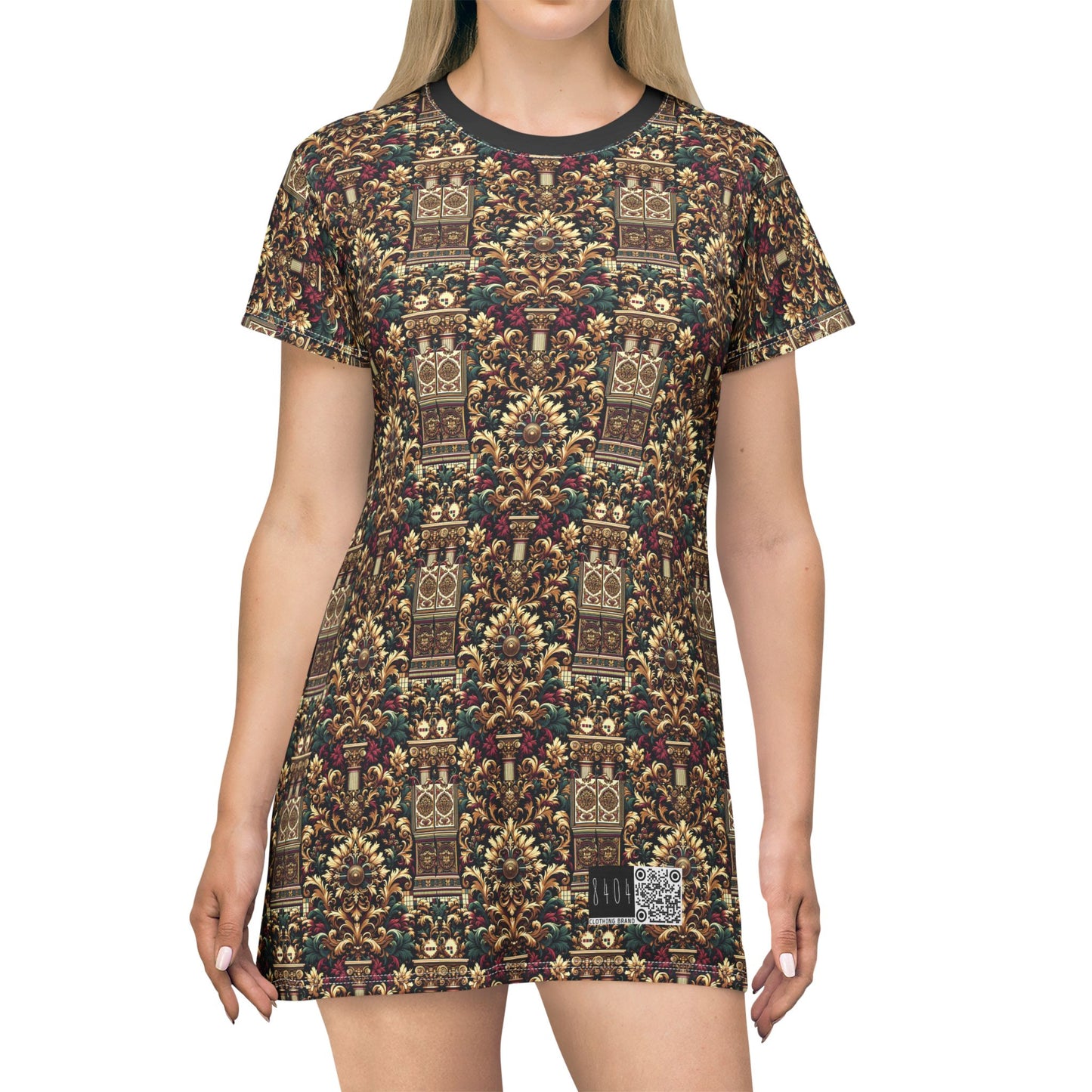 Digital Renaissance Modern Baroque Fusion T-Shirt Dress - 8404 Design-57