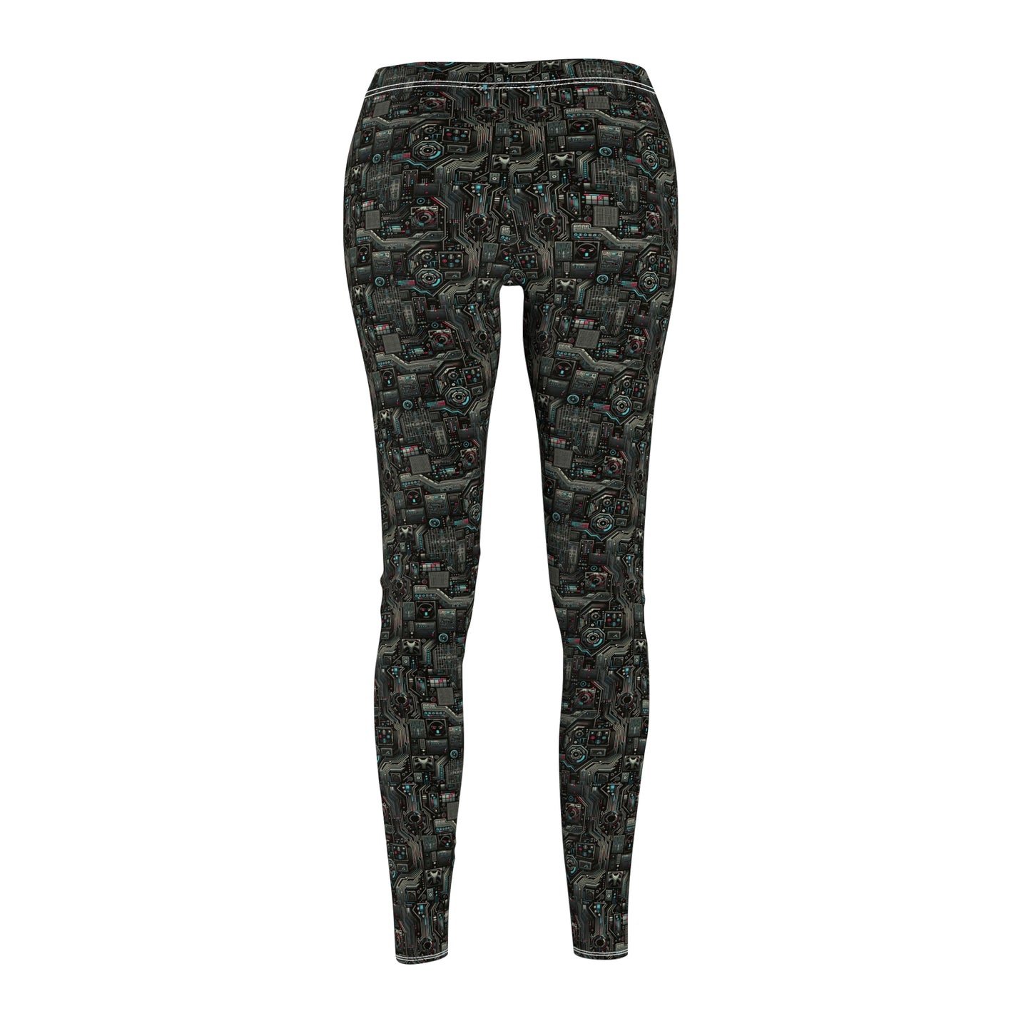 Tech Noir Aesthetics Sleek Tech Streetwear Women's Cut & Sew Casual Leggings - 8404 Design-52