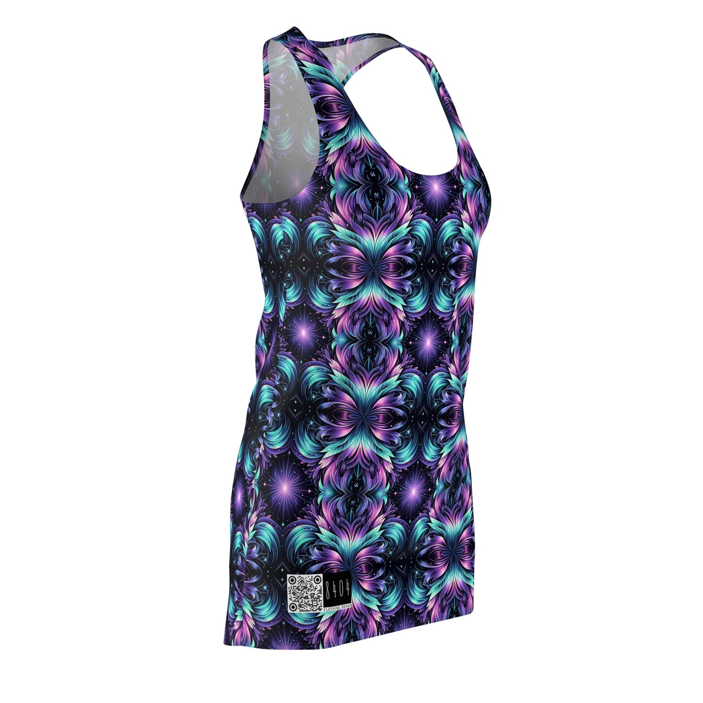 Iridescent Dream Futuristic Tech Women's Cut & Sew Racerback Dress - 8404 Design-60