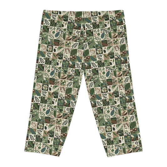 Streetwear Sustainability Environmentally Conscious Streetwear with a Natural Aesthetic Women's Capri Leggings - 8404 Design-57