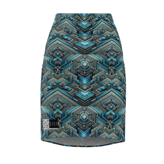 Tech-Infused Futurism Sleek Tech Edge Women's Pencil Skirt - 8404 Design-49