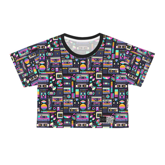 Digital Nostalgia Tech-Inspired Retro Fusion Crop Tee - 8404 Design-48