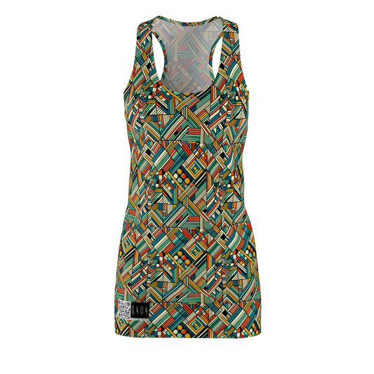 Abstract Graphic Art Modern Artistic Expression Women's Cut & Sew Racerback Dress - 8404 Design-67