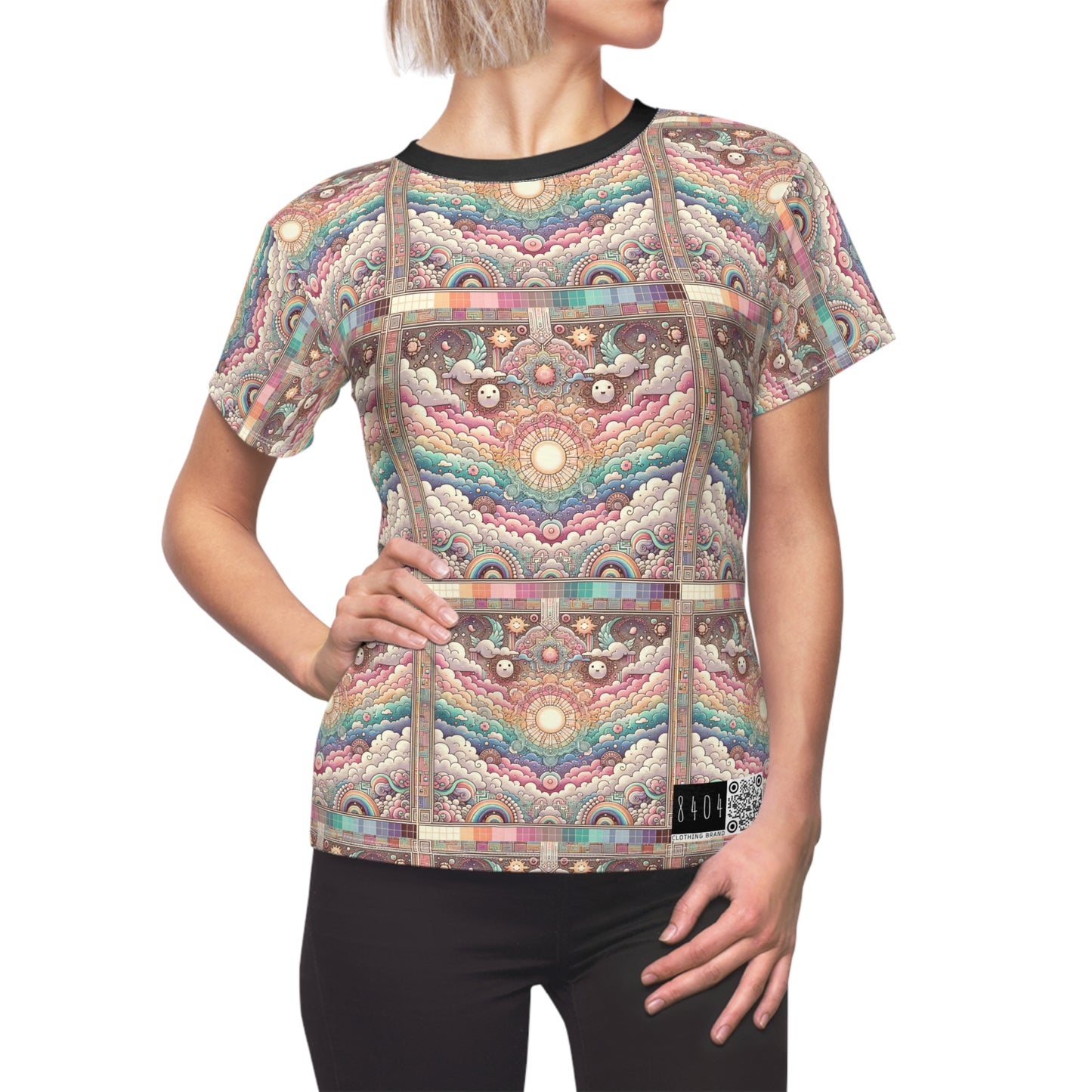 Digital Dreamland Whimsical and Nostalgic Streetwear With a Digital Twist Women's Cut & Sew Tee - 8404 Design-56