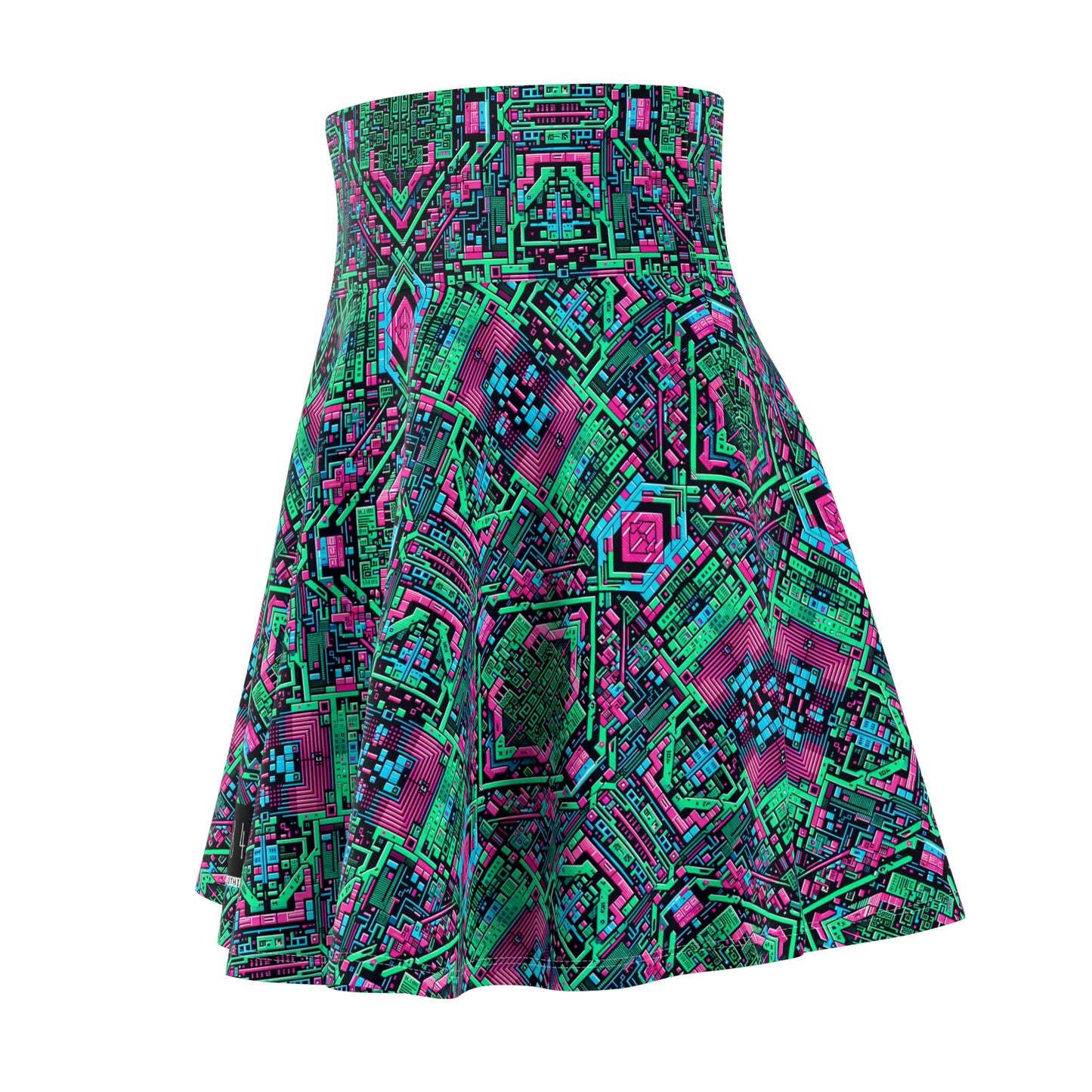 Digital Glitch Vibes Tech-Inspired Streetwear Women's Skater Skirt - 8404 Design-71