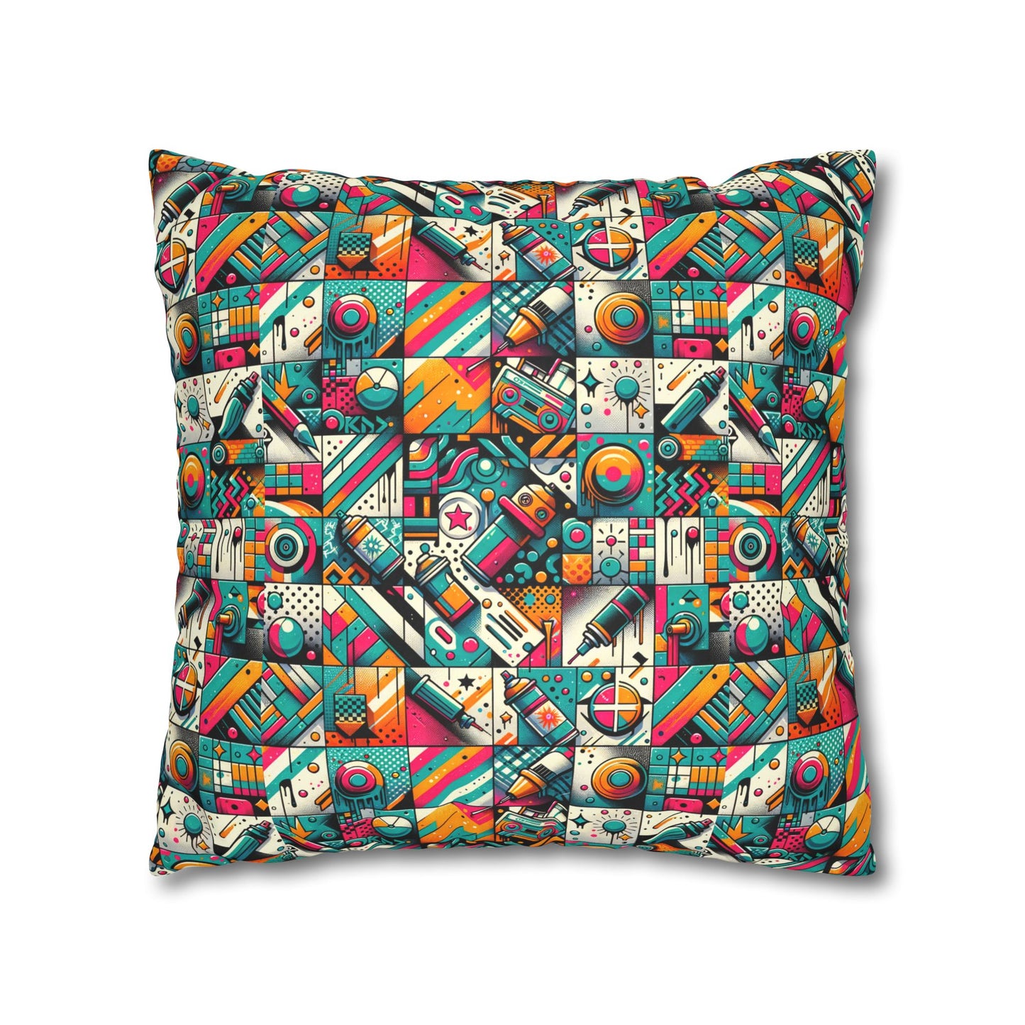 Graffiti Fusion Modern Street Art Fusion Faux Suede Square Pillowcase - 8404 Design-58