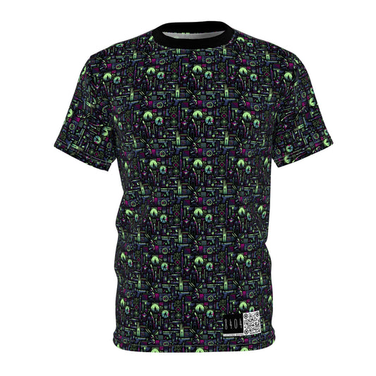 Tech Noir Futuristic Cyberpunk Unisex Cut & Sew Tee - 8404 Design-63