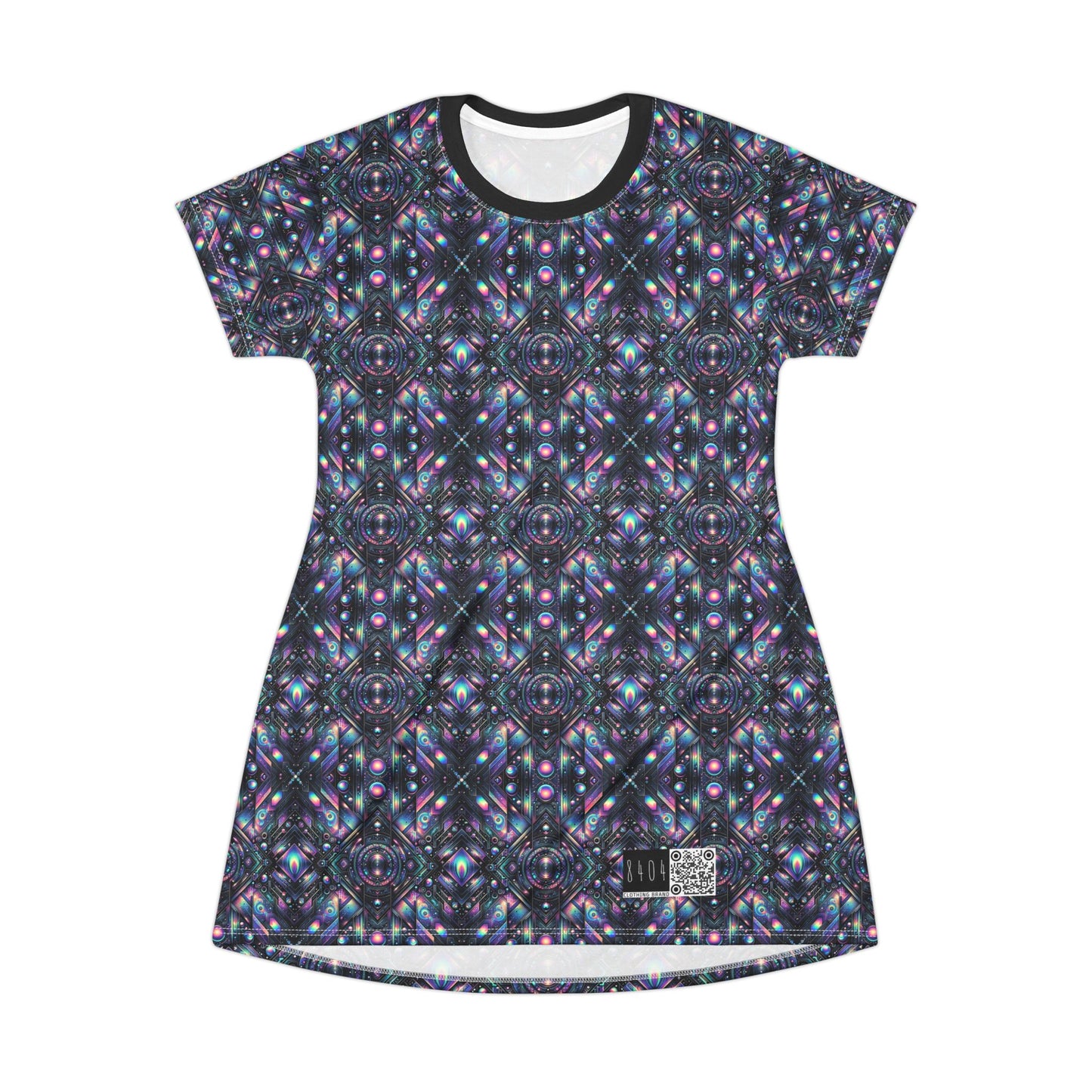 Galactic Hues Tech-Forward Cosmic Fusion T-Shirt Dress - 8404 Design-58