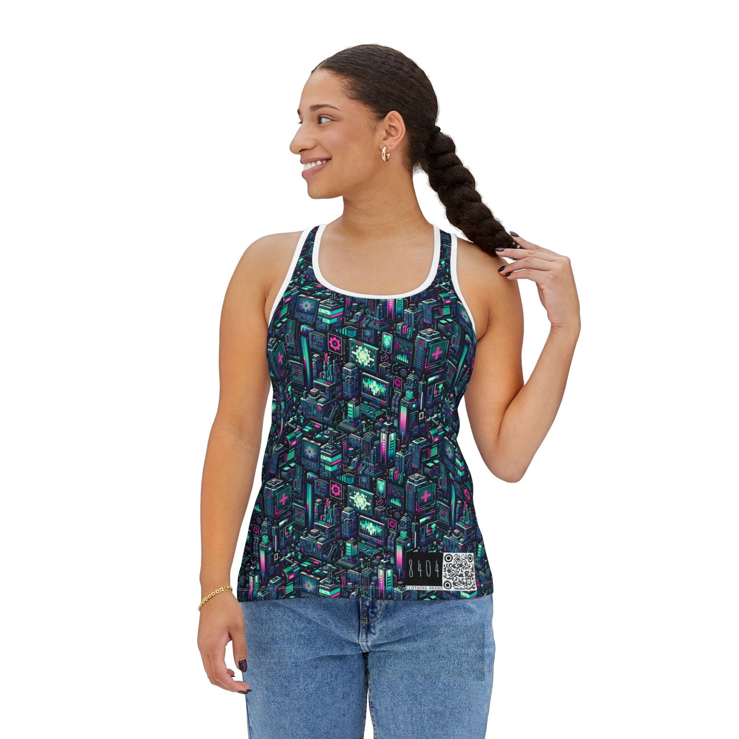 Digital Rebellion Tech-Inspired Streetwear Women's Tank Top - 8404 Design-58