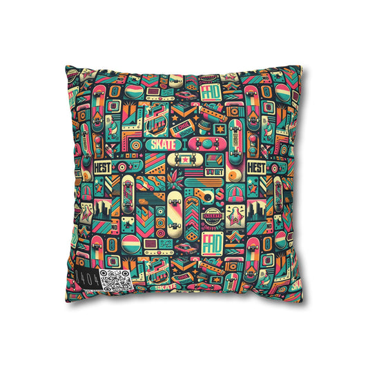 Skate Culture Revival Urban Retro Cool Spun Polyester Square Pillowcase - 8404 Design-61