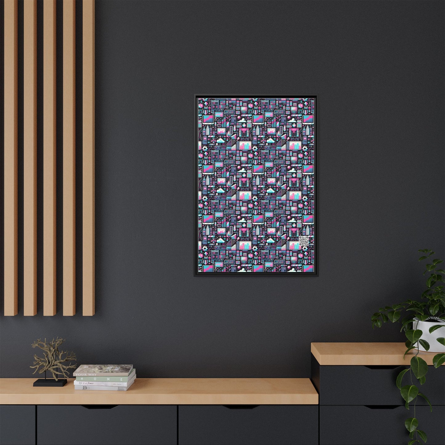 Digital Rebellion Youthful Streetwear with a Rebellious Digital Twist Matte Canvas, Framed (multi-color) - 8404 Design-71 A