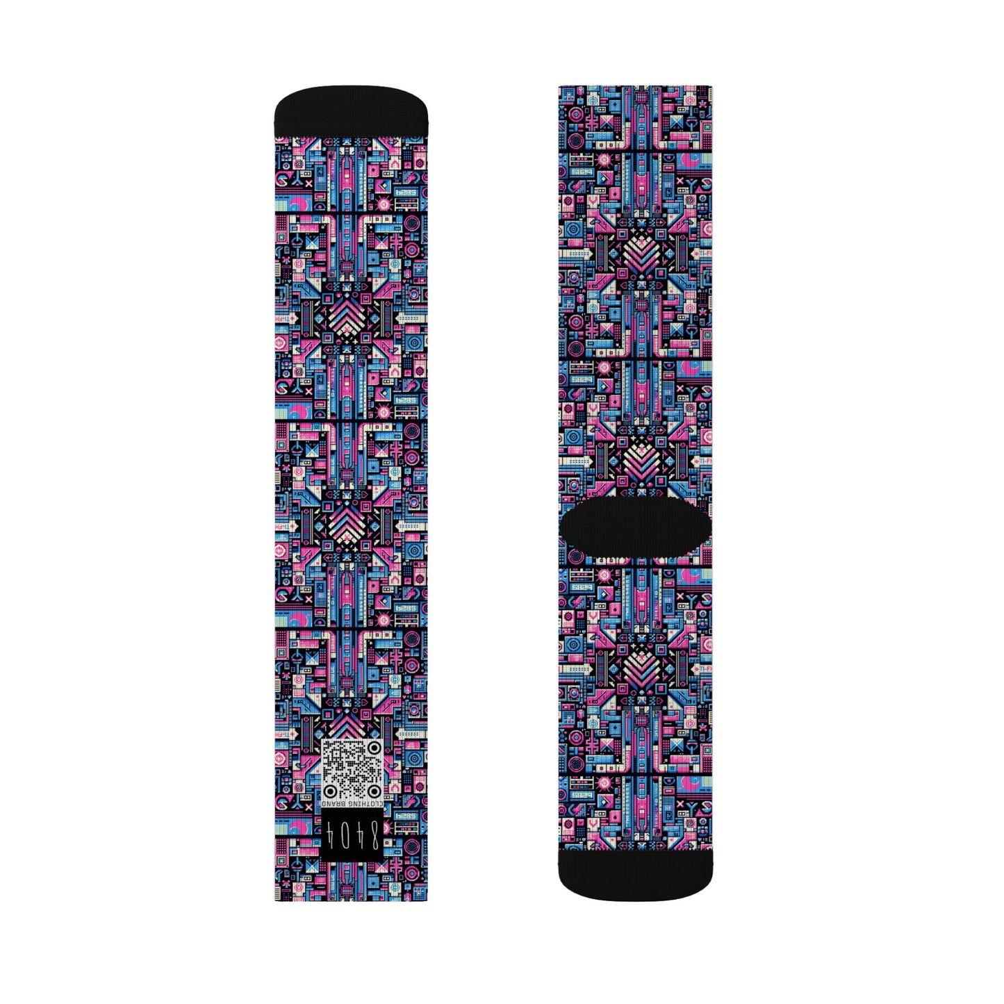 Digital Rebellion Youthful Streetwear with a Rebellious Digital Twist Sublimation Socks - 8404 Design-65