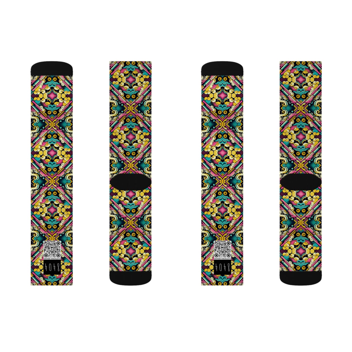 Neon Pop Art Revival Pop Culture Retro Sublimation Socks - 8404 Design-59