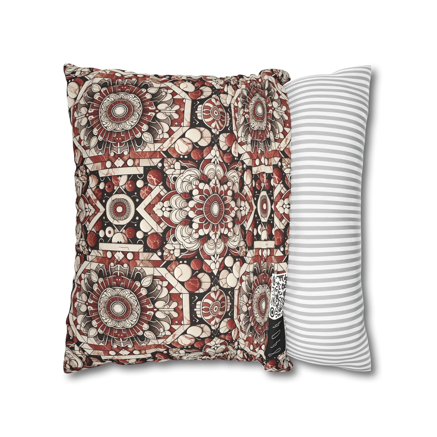 Neo Jomon Sculptural Aesthetics Artisanal Streetwear Faux Suede Square Pillowcase - 8404 Design-55