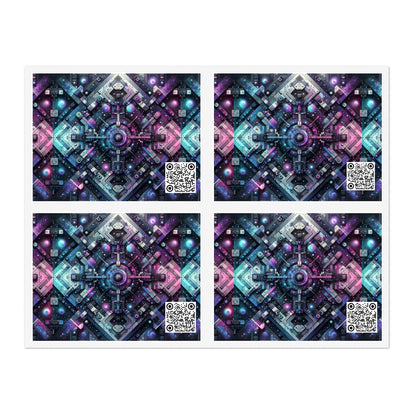 Galactic Hues Tech-Forward Cosmic Fusion Sticker Sheets - 8404 Design-54