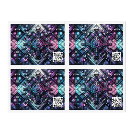 Galactic Hues Tech-Forward Cosmic Fusion Sticker Sheets - 8404 Design-54
