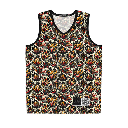 Fire & Flames Bold Streetwear Statement Basketball Jersey - 8404 Design-57