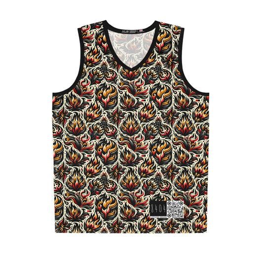 Fire & Flames Bold Streetwear Statement Basketball Jersey - 8404 Design-57