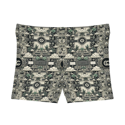 Cyber Garden Party Tech Garden Extravaganza Women's Shorts - 8404 Design-54