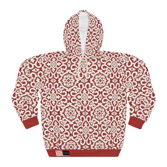 8404 Unisex Adult's "Elegant Mosaic" Fashion Pullover Hoodie in Red