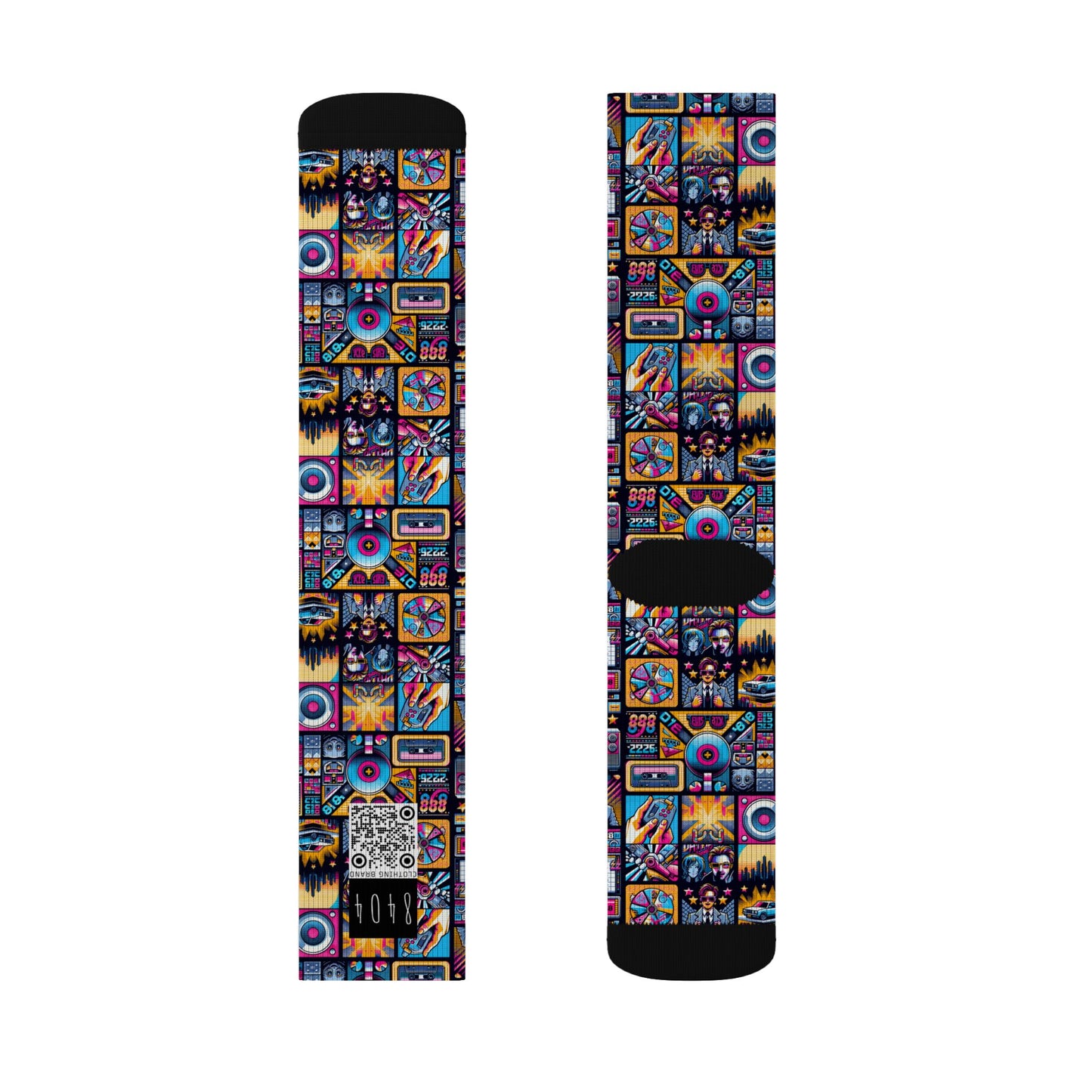 Digital Pop Culture Mashup Maximalist Pop Sublimation Socks - 8404 Design-52