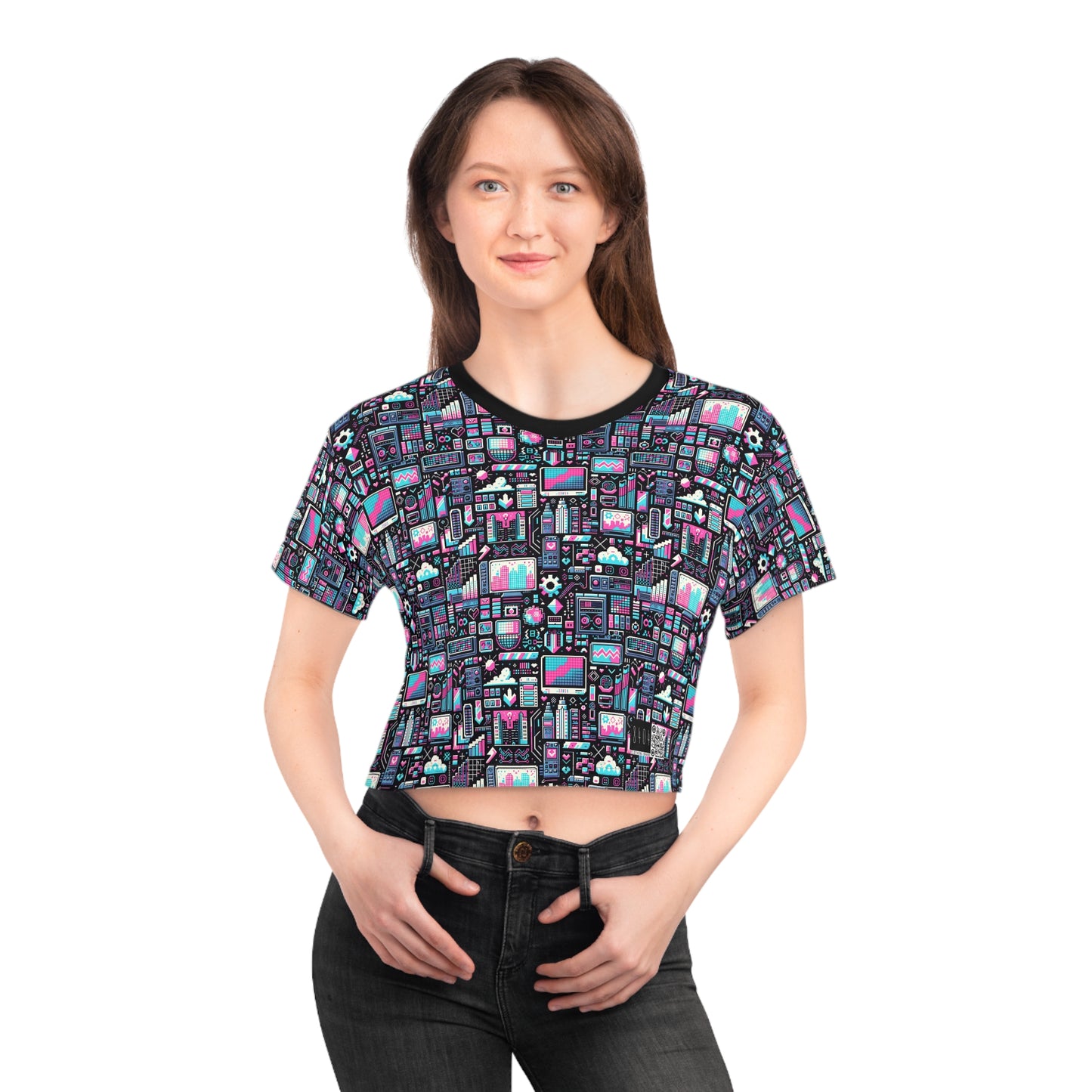 Digital Rebellion Youthful Streetwear with a Rebellious Digital Twist Crop Tee - 8404 Design-71