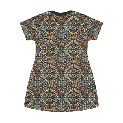 Urban Renaissance Historical Fusion With Street Edge T-Shirt Dress - 8404 Design-59