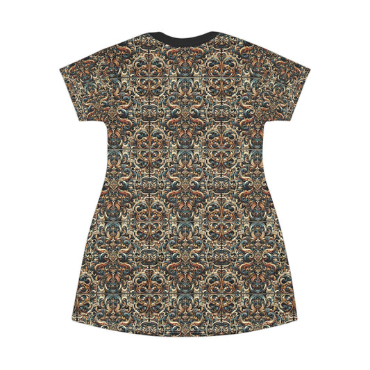 Urban Renaissance Historical Fusion With Street Edge T-Shirt Dress - 8404 Design-59