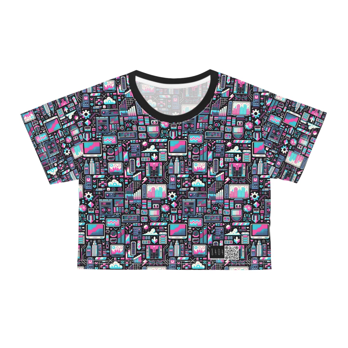 Digital Rebellion Youthful Streetwear with a Rebellious Digital Twist Crop Tee - 8404 Design-71