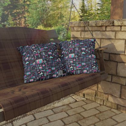 Digital Rebellion Youthful Streetwear with a Rebellious Digital Twist Outdoor Pillow - 8404 Design-71