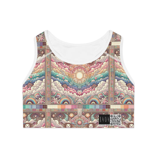 Digital Dreamland Whimsical and Nostalgic Streetwear With a Digital Twist Sports Bra - 8404 Design-56