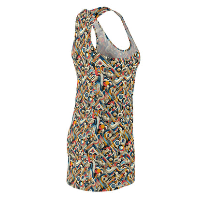 Abstract Graphic Art Modern Artistic Expression Women's Cut & Sew Racerback Dress - 8404 Design-62