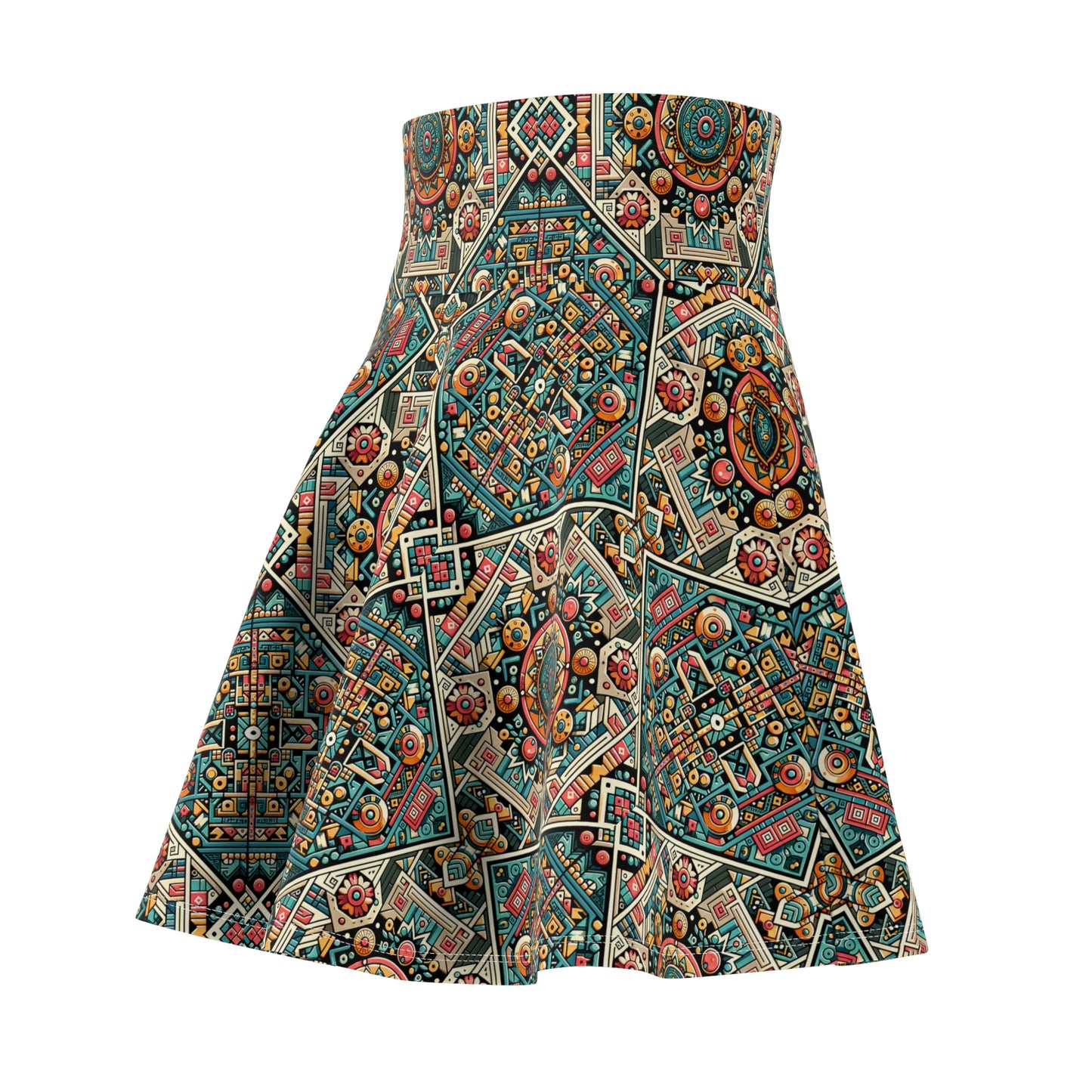 Cultural Fusion Tech Blend of Cultural Heritage With Tech-Inspired Elements Women's Skater Skirt - 8404 Design-74