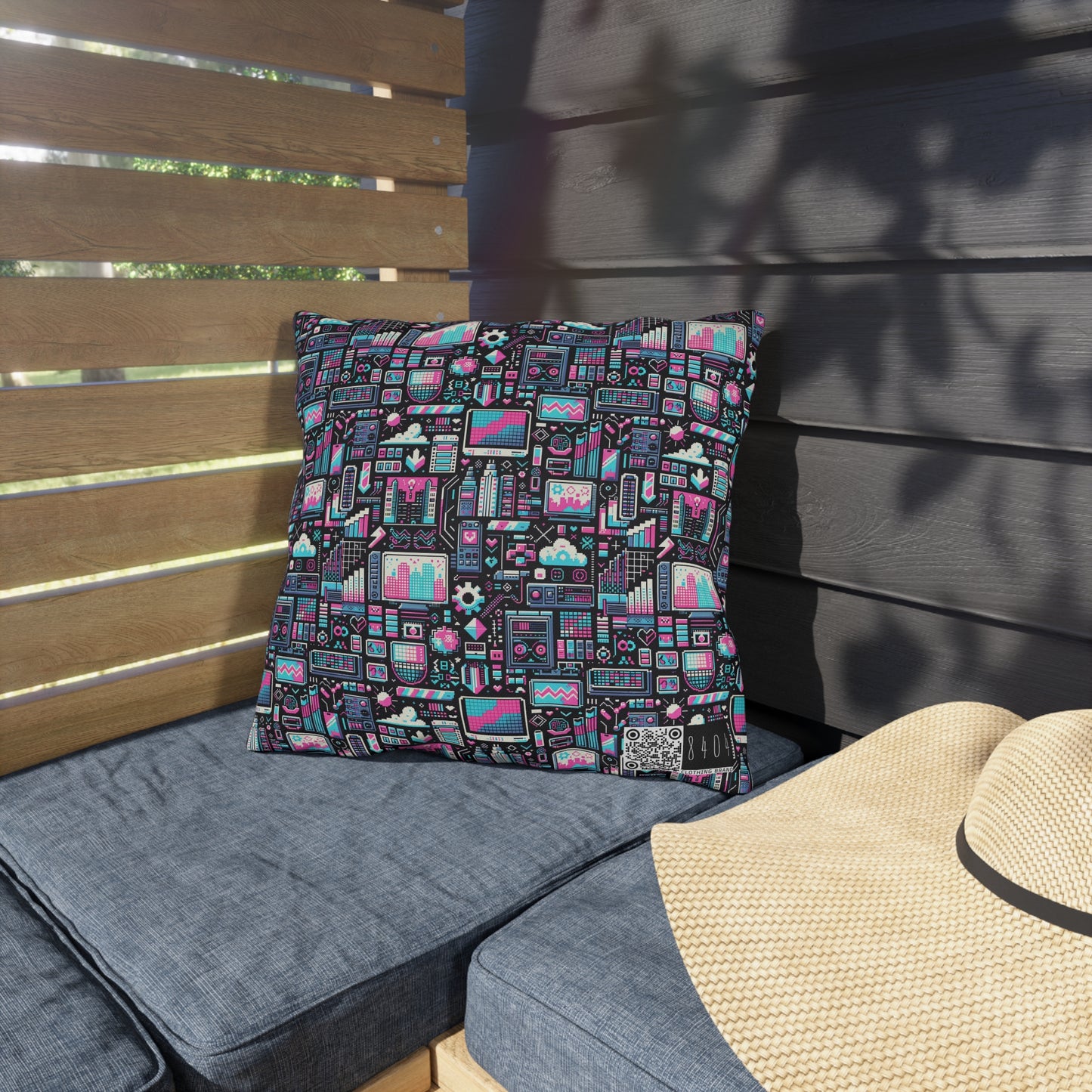 Digital Rebellion Youthful Streetwear with a Rebellious Digital Twist Outdoor Pillow - 8404 Design-71