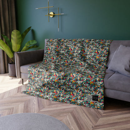 Graffiti Fusion Modern Street Art Fusion Crushed Velvet Blanket - 8404 Design-58