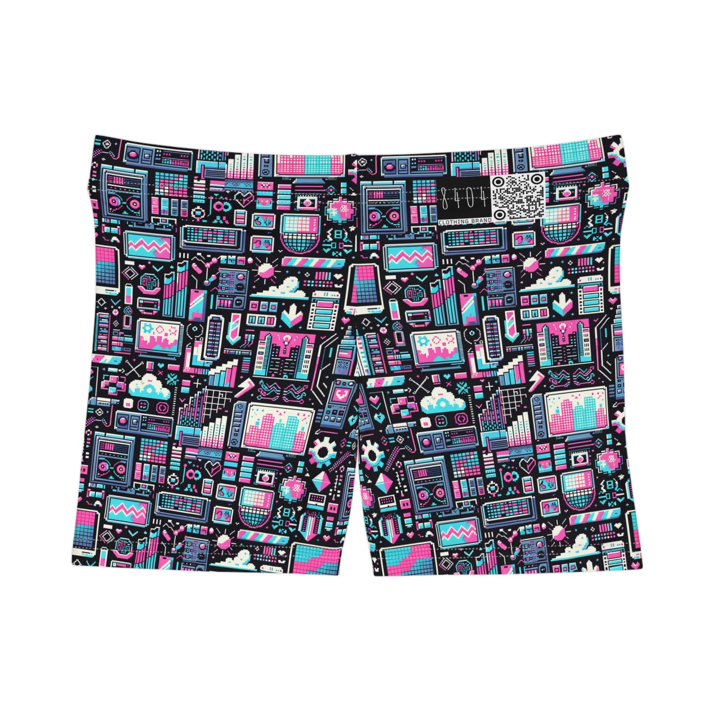 Digital Rebellion Youthful Streetwear with a Rebellious Digital Twist Women's Shorts - 8404 Design-71