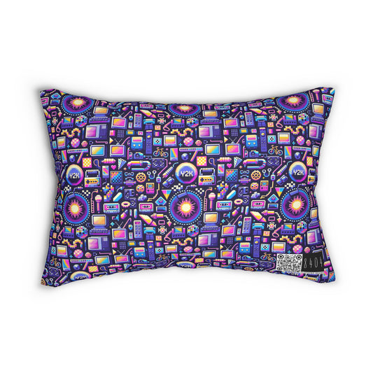 Digital Nostalgia Modern Retro Fusion Spun Polyester Lumbar Pillow - 8404 Design-64 B