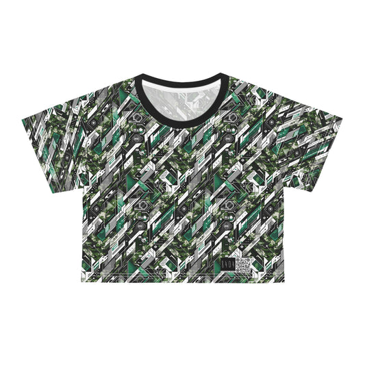 Tech Camo Fusion Tech-Forward Streetwear With a Futuristic Edge Crop Tee - 8404 Design-63