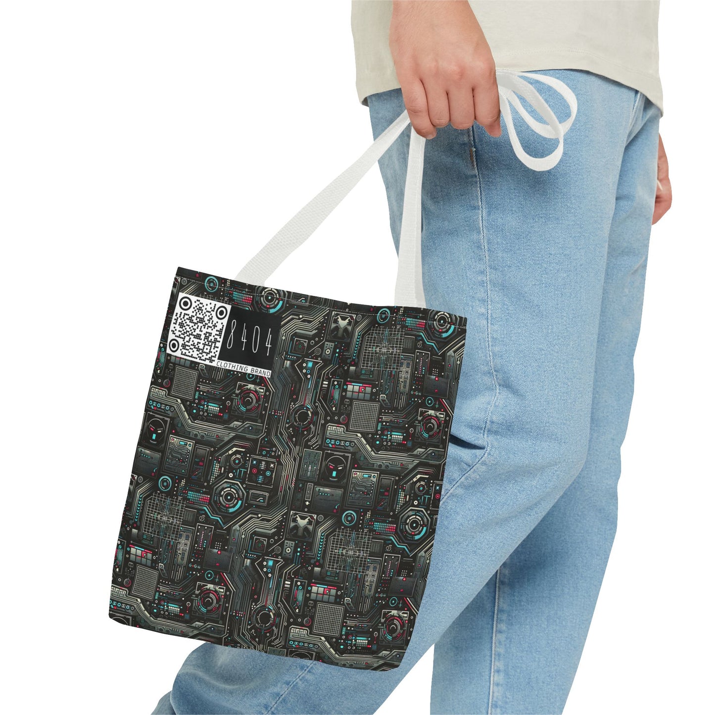 Tech Noir Aesthetics Sleek Tech Streetwear Tote Bag - 8404 Design-52