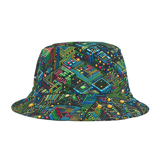 Digital Nomad Chic Cyberpunk Tech Bucket Hat - 8404 Design-56