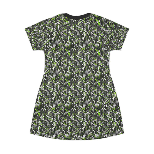 Graffiti Tech Fusion Bold Streetwear Fusion T-Shirt Dress - 8404 Design-53