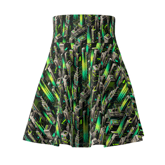 Digital Rebellion Tech-Forward Streetwear Women's Skater Skirt - 8404 Design-63
