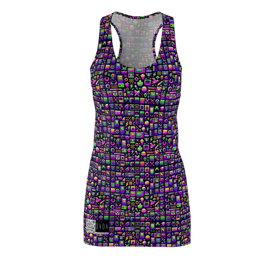 Digital Nostalgia Remix Modern Vintage Fusion Women's Cut & Sew Racerback Dress - 8404 Design-49