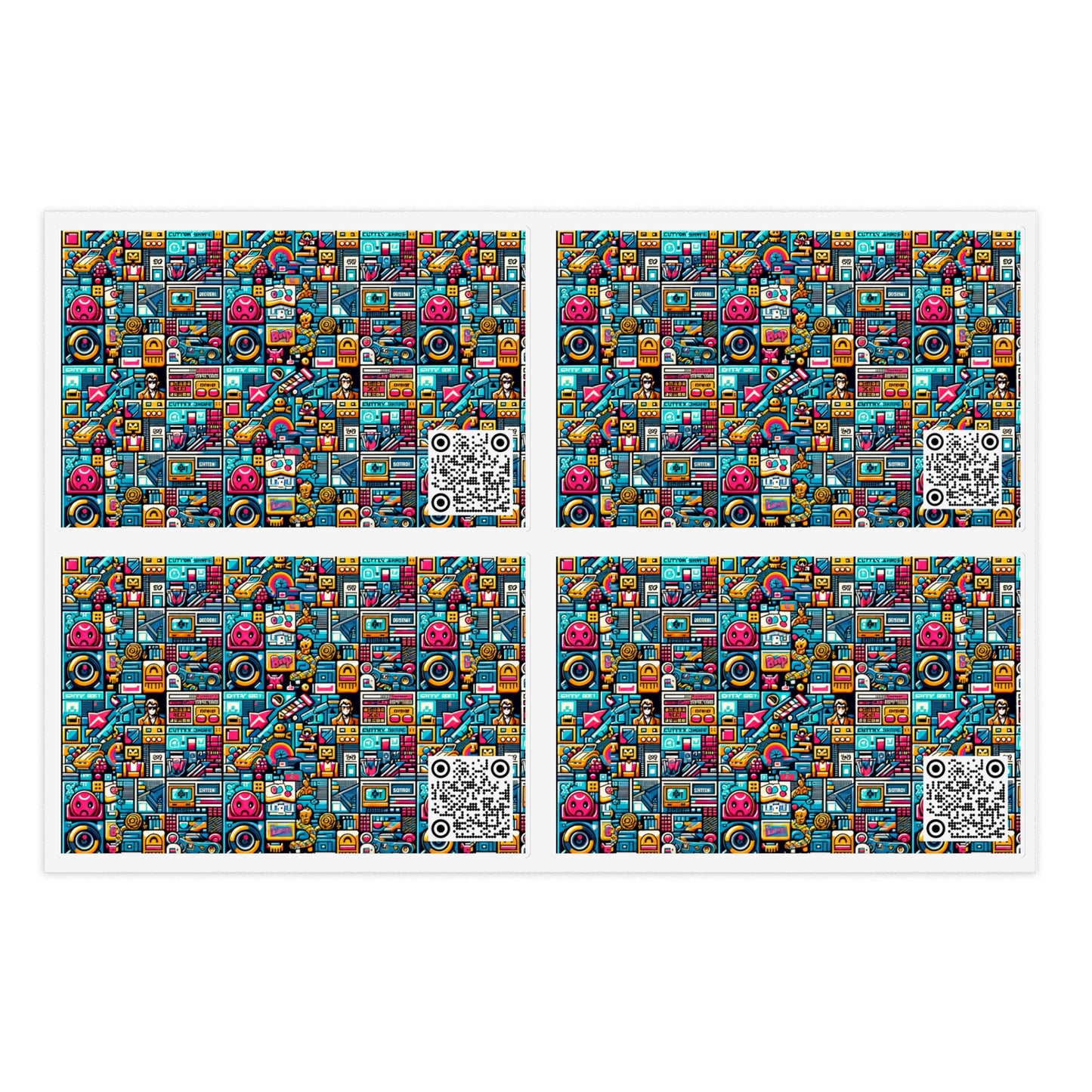 Digital Pop Culture Mashup Maximalist Pop Sticker Sheet - 8404 Design-47
