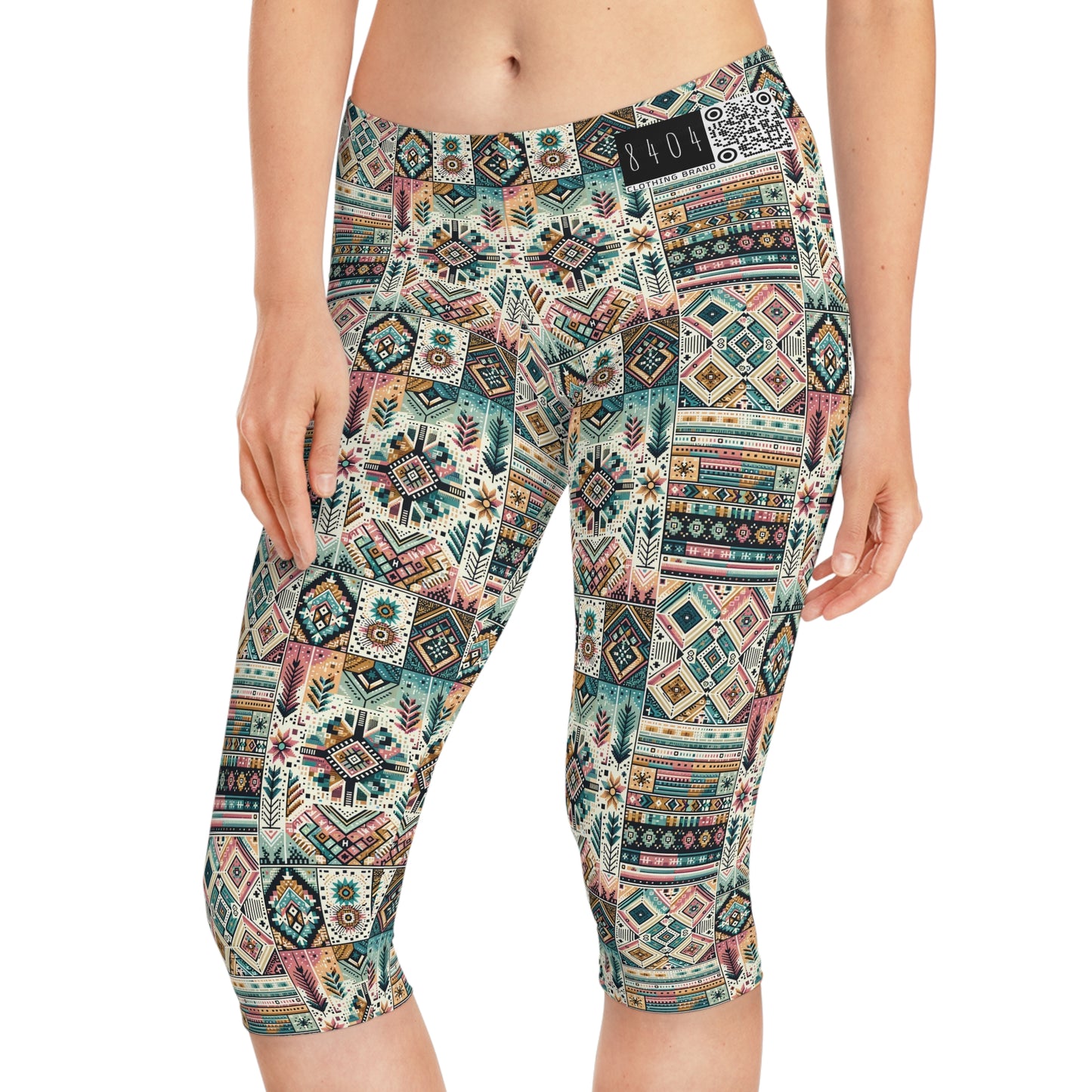 Digital Artisanal Fusion Digital Artisanal Women's Capri Leggings - 8404 Design-49