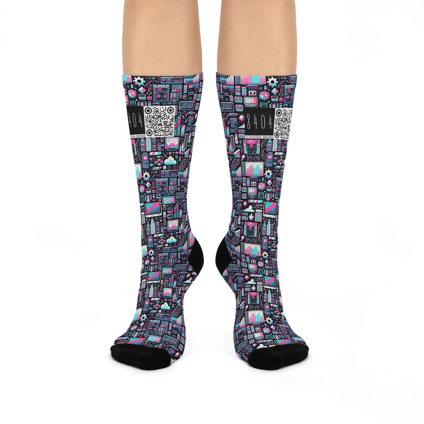 Digital Rebellion Youthful Streetwear with a Rebellious Digital Twist Cushioned Crew Socks - 8404 Design-71