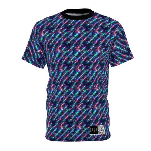 Iridescent Tech Fusion Tech-Forward Streetwear Unisex Cut & Sew Tee - 8404 Design-51