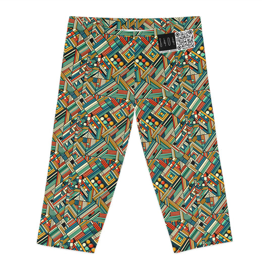 Abstract Graphic Art Modern Artistic Expression Women's Capri Leggings - 8404 Design-67