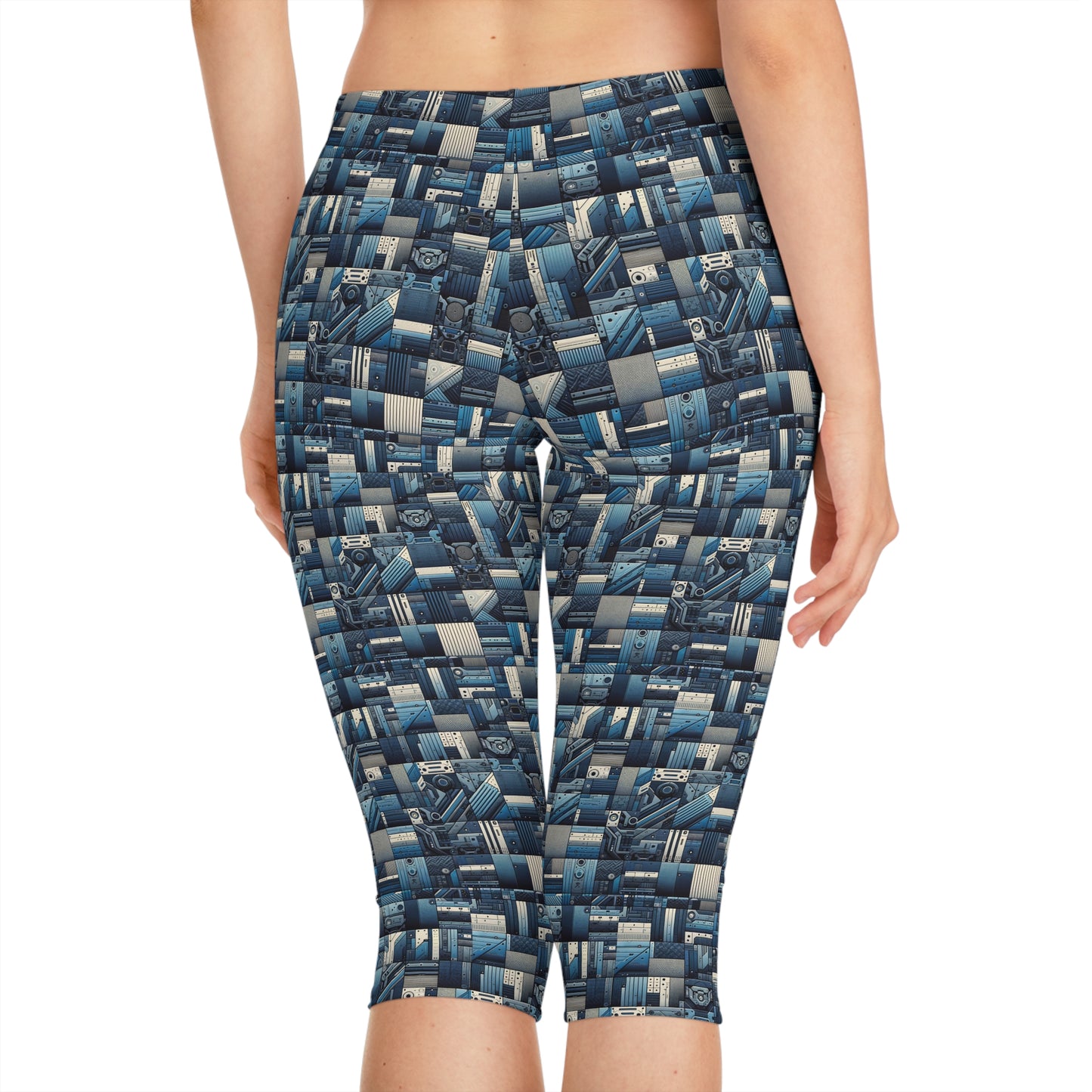 Tech-Inspired Utility Tech-Forward Streetwear With Utilitarian Edge Women's Capri Leggings - 8404 Design-44