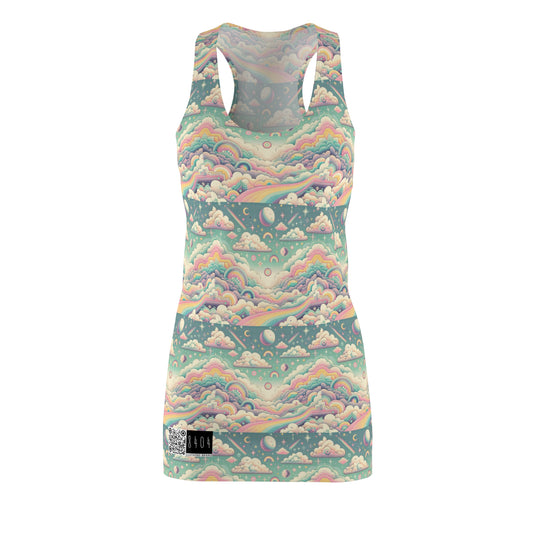 Digital Dreamland Whimsical and Nostalgic Streetwear With a Digital Twist Women's Cut & Sew Racerback Dress - 8404 Design-65